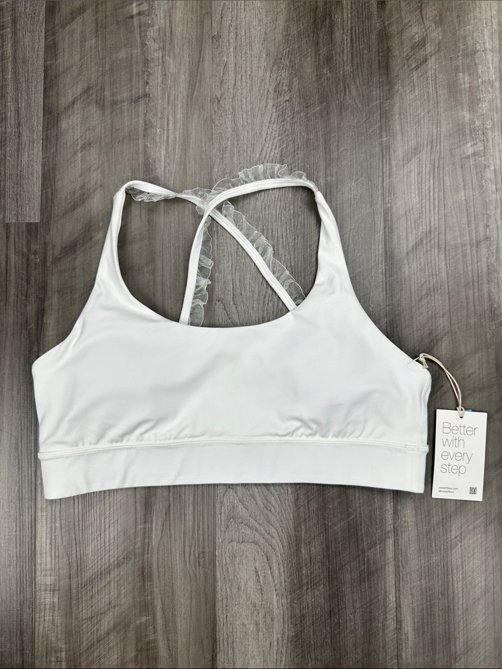 Sweetflexx White Lace Sports Bra - Large